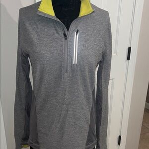 Lululemon Gray Quarter-Zip Pullover with Yellow Collar running shirt